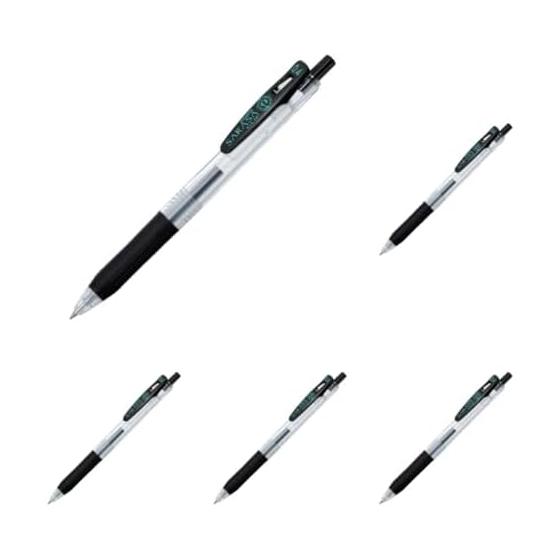 Zebra Sarasa Clip Gel Ballpoint Pen, 0.4mm, Black, Pack of 5