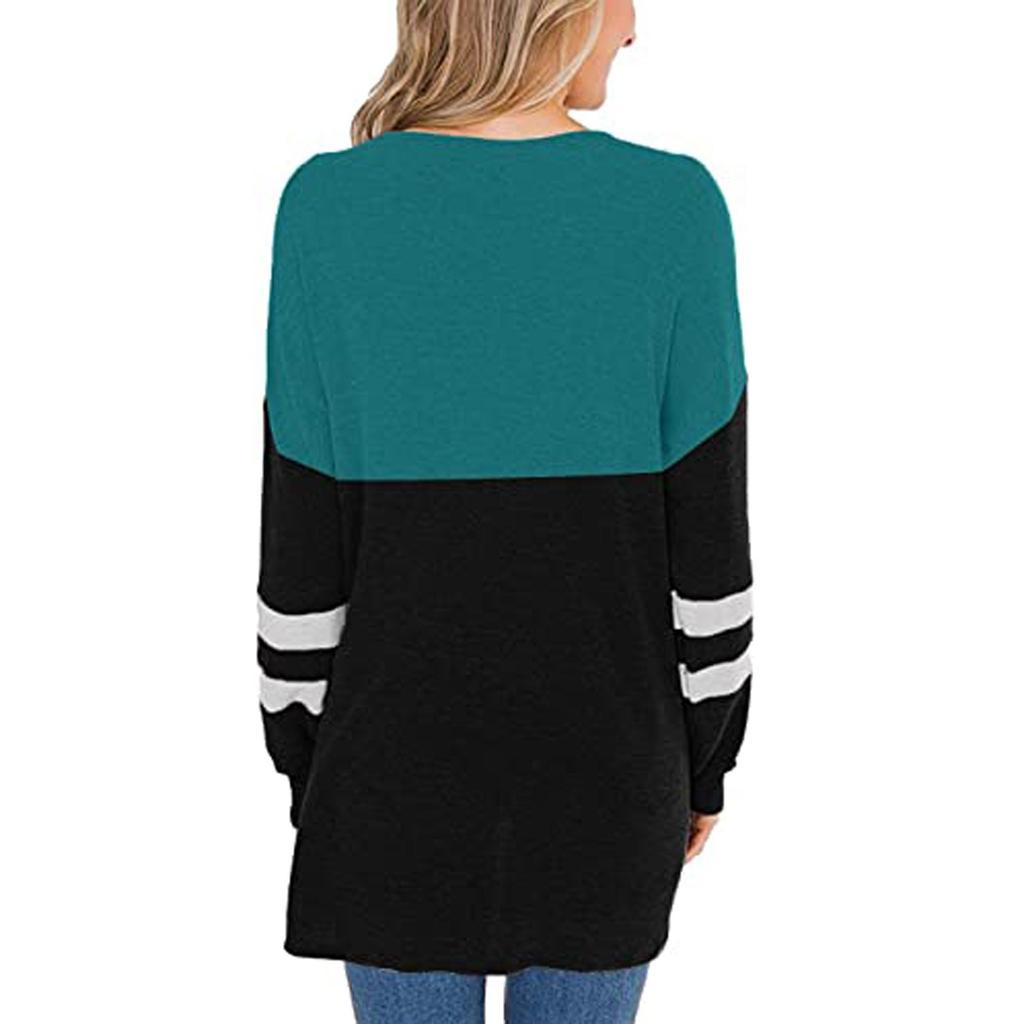 Fashion Women's Patchwork Round Neck Long Sleeve Loose And Comfortable Top
