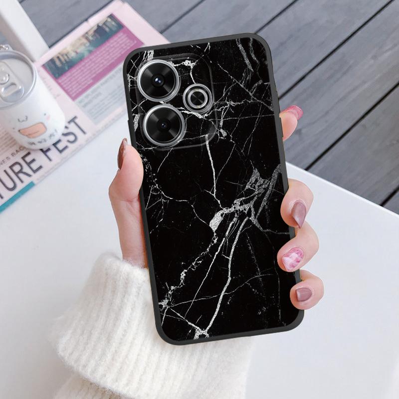 For Redmi 13 4G Phone Case Brown Leopard Print Soft Silicone TPU Cover Colorful Marble Fundas For Xiaomi Redmi 13 Redmi13 Coque