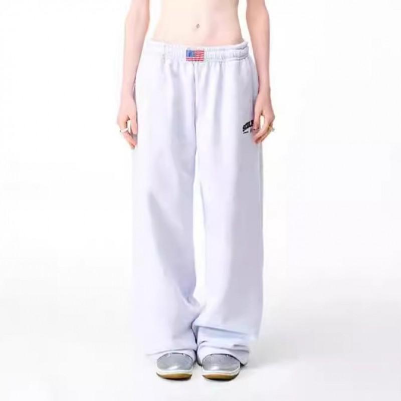 Womens Y2K American Vintage High Waist Wide Leg Sweatpants Gray Streetwear Athletic Pants
