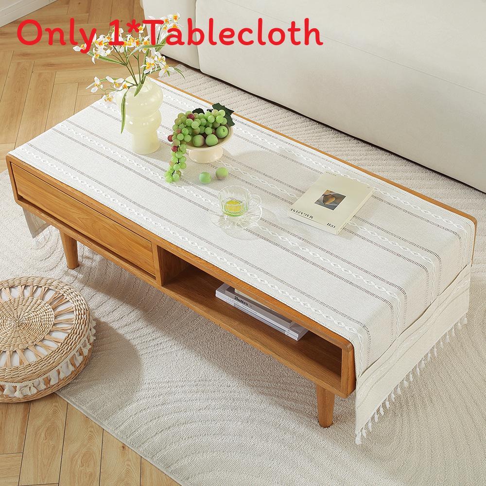 Nordic Home Modern Cotton Linen Rectangular Tablecloth With Non Slip Back For Living Room Decor