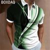 Herren Sommer Golf Poloshirt, 3D gestreiftes, herabgesetztes, bedrucktes Freizeitshirt, übergroßes Oberteil, Herren Sommer T-Shirt mit Kragen und kurzen Ärmeln