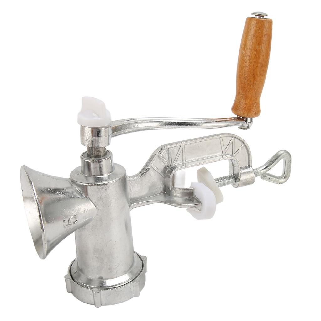 Manuell Köttkvarn Aluminiumlegering Hushållshand Köttmalningsmaskin med Trähandtag för Hemmet