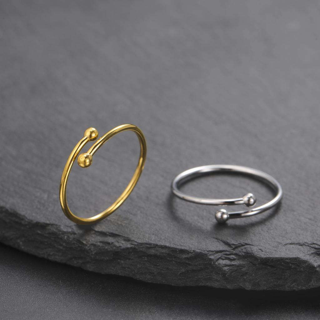 Cazador Adjustable Beads Twisted Rope Thin Rings for Women Stainless Steel Kpop Jewelry Gold Plated Open Finger Rings 2026 Trend