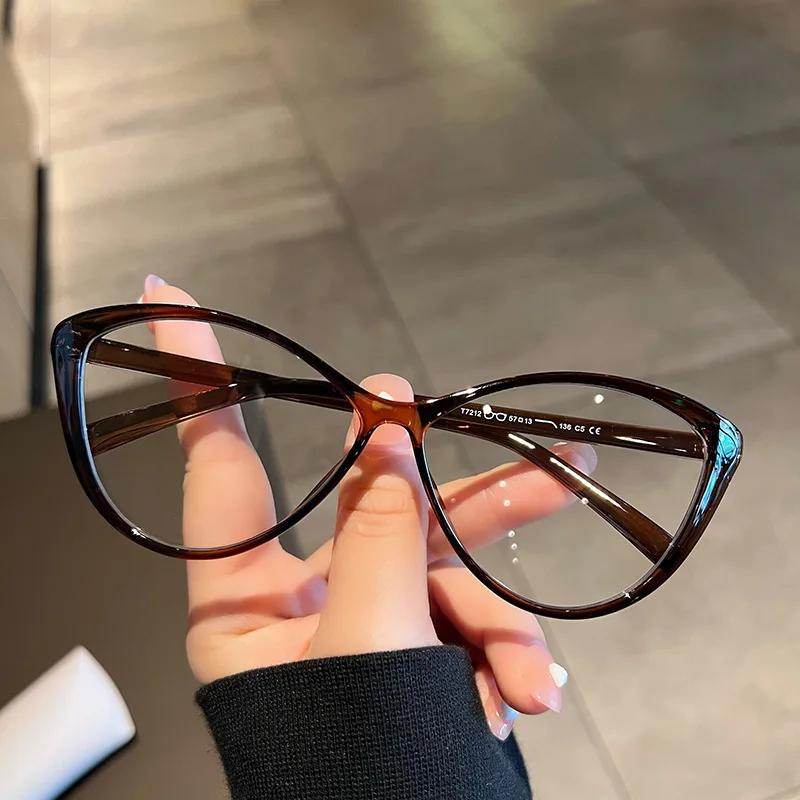 New Cat Eye Triangle Frame Anti-Blue Light Glasses Classic Men Women Reading Eyewear Retro Triangle Frame Transparent Eyeglasses