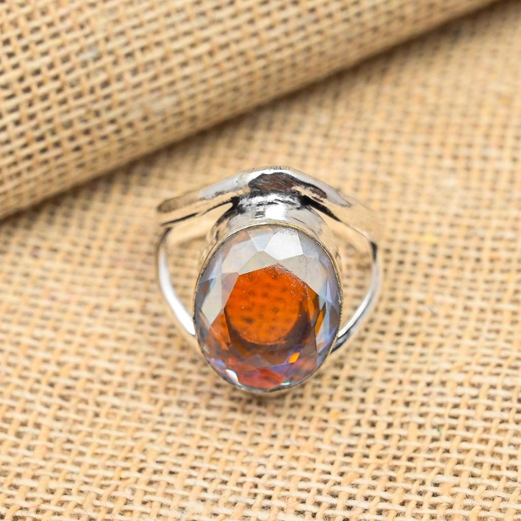 Rainbow Mystic Topaz Gemstone 925 Sterling Silver Handmade Jewelry Gift Ring For Women