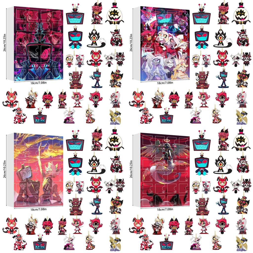 Hazbin Hotel Christmas Countdown Calendar With Acrylic Decorations For Holiday Gifts