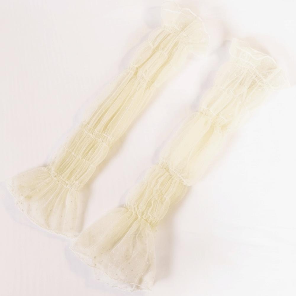 

Polka Dot Lace Fingerless Long Gloves Fingerless Arm Cover Fashion Lace Arm Sleeves Women Beige-2