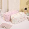 Floral Quilted Cotton Makeup Bag: Large Capacity Student Pencil Case & Toiletries Organizer