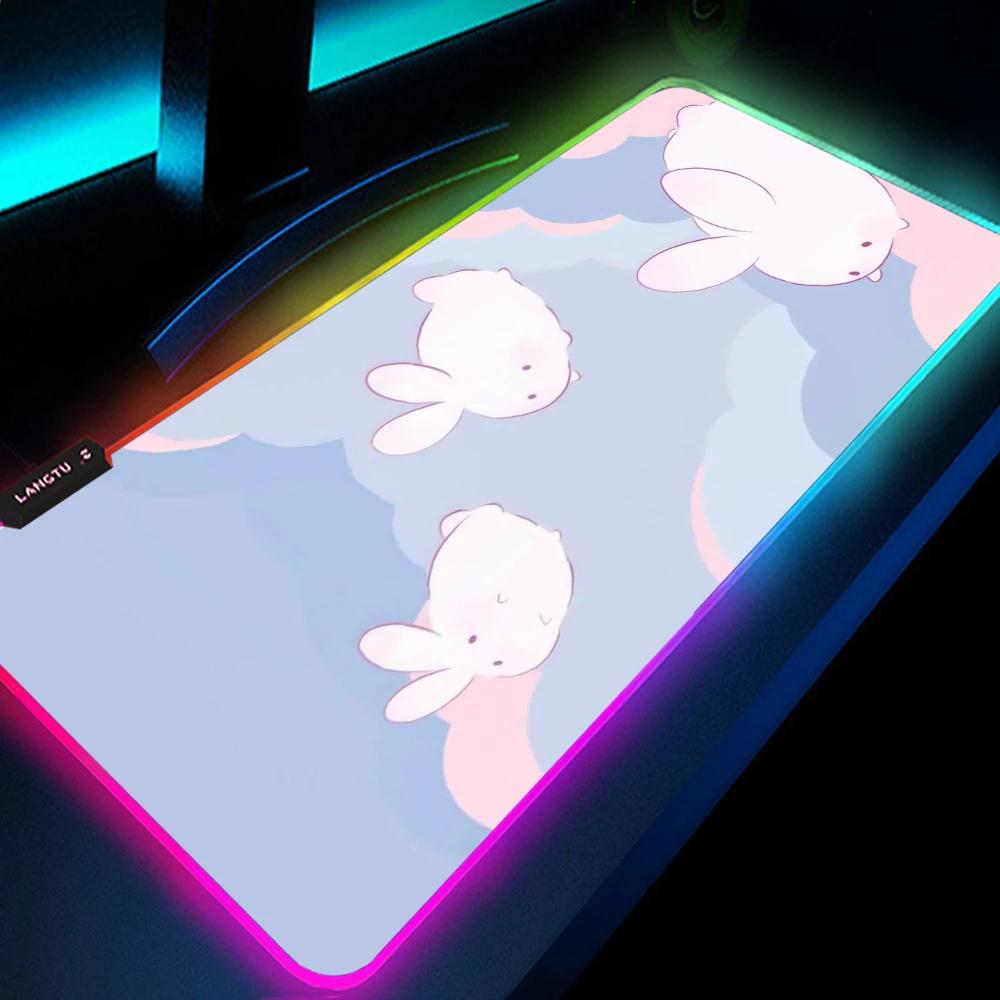 Mouse Pad Xxl Kawaii Mouse Mats Computer Pink Rgb Gamer Girl Backlit Mat Gaming Accessories Deskmat Mousepad Cute Desktop Mat