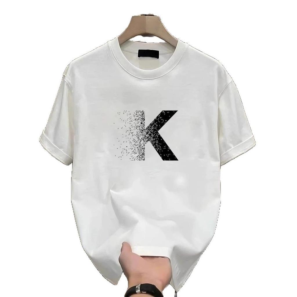 High-End Light Luxury Versatile Heavy Cotton T-Shirt Trendy High Street Short-Sleeved Casual Versatile Crew Neck Top