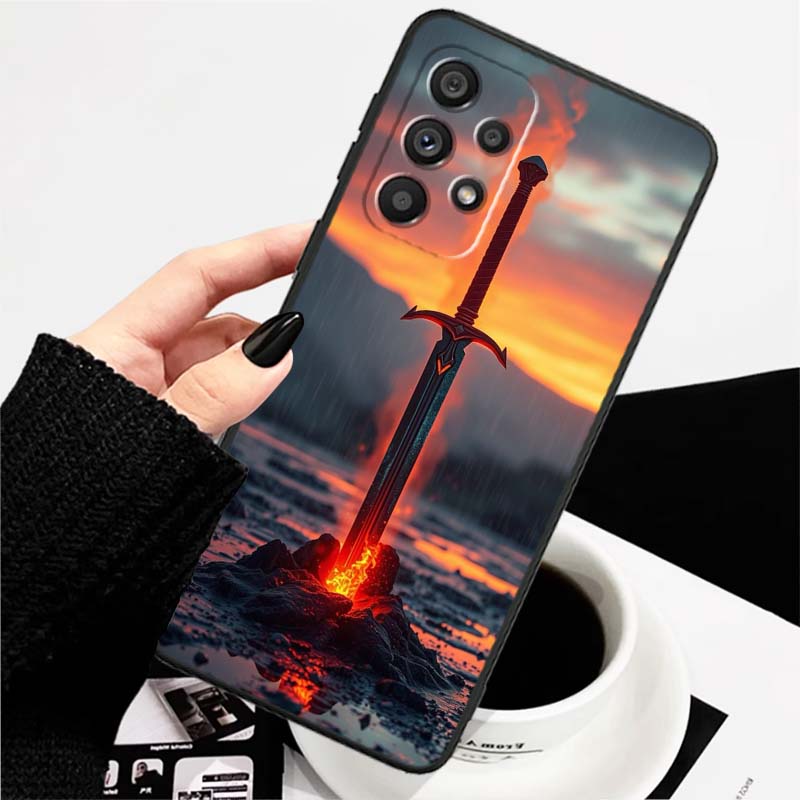 Fashion Hero Design Pattern Phone Case For Samsung A73 A72 A71 A55 A54 A53 A52 A51 A13 A22 A16 A15 A12 A14 A26 A07 5G Black