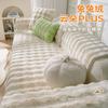 High Quality Thick Cloud Plush Sofa Cushion Wavy Stripes Plush Anti Slip Winter Soft Sofa Cover Cloth Couch Chair Mat Home Decor