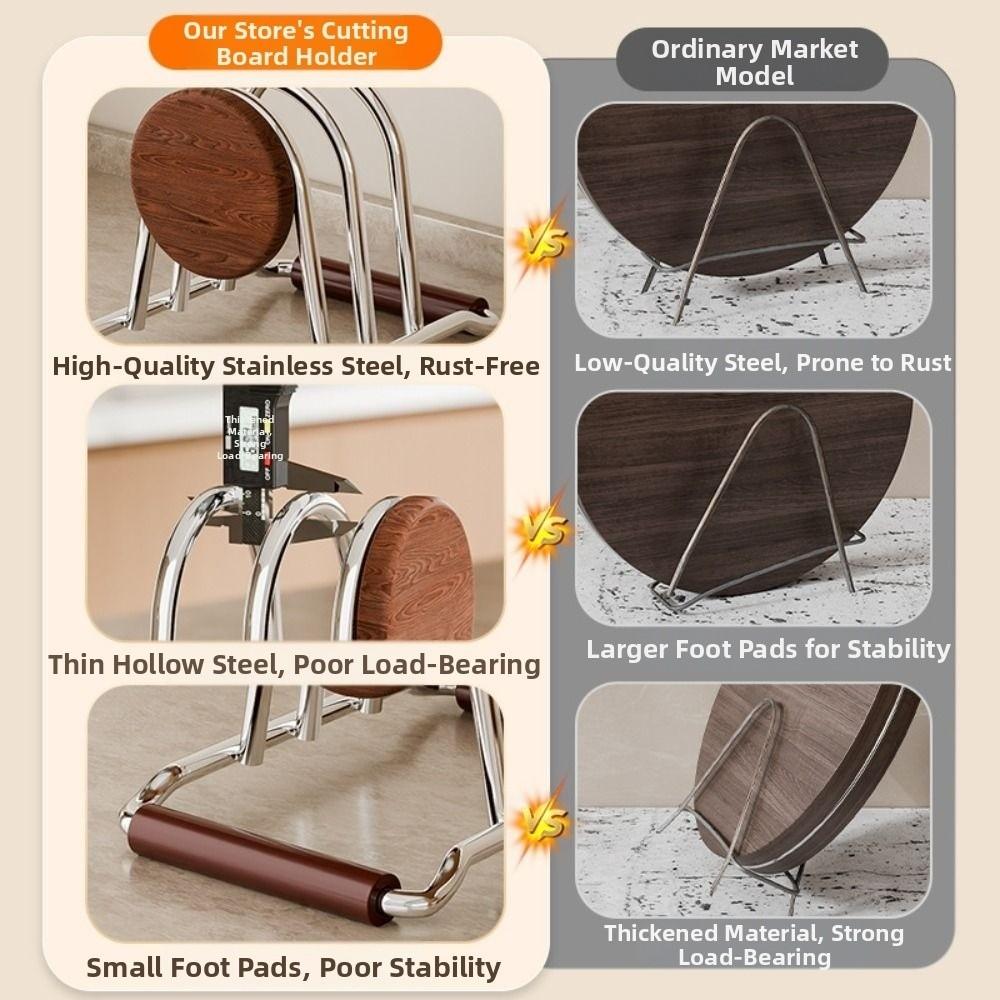 Rustproof Cutting Board Holder Stable Pot Cover Shelf Pot Lid Organizer Kitchen Accessories