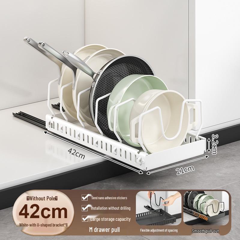 

Adjustable Pull-Out Kitchen Organizer: Dish Rack, Pot & Pan Storage, Under-Cabinet & Countertop Holder