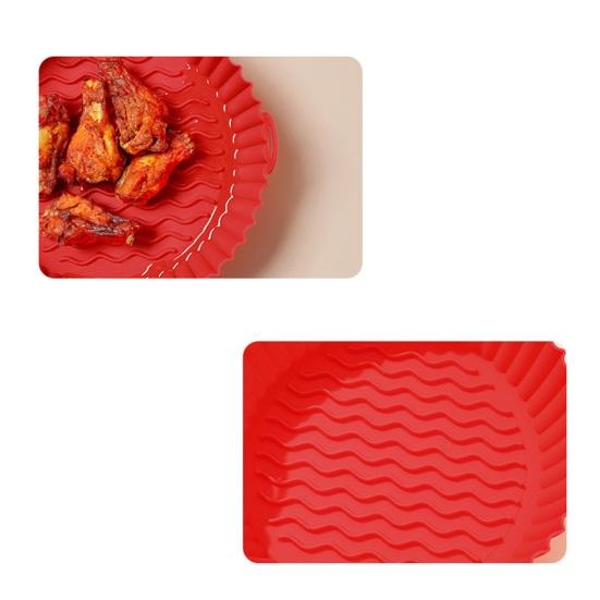 Silicone Air Fryer Liner with Handles Round Foldable Mats for Baking Frying Steaming Food-Grade Non-Stick