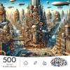 500pcs Giant Jigsaw Puzzle Suitable for & Families - Steampunk-Themed with Airships, Trains, Carriages & Horses - Challenging Brain for Room Decor, Ch