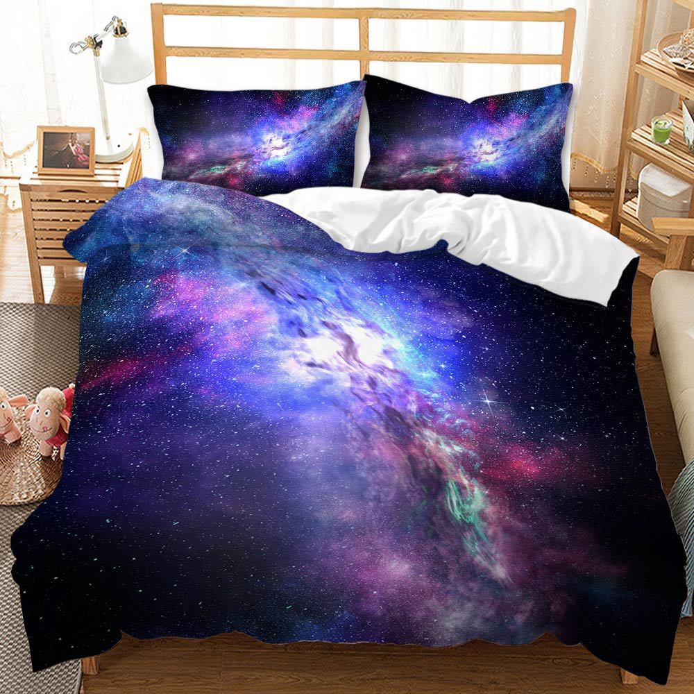 Galaxy Universe Outer Space Theme Duvet Set Digital Printing Three-Piece Bedding Set