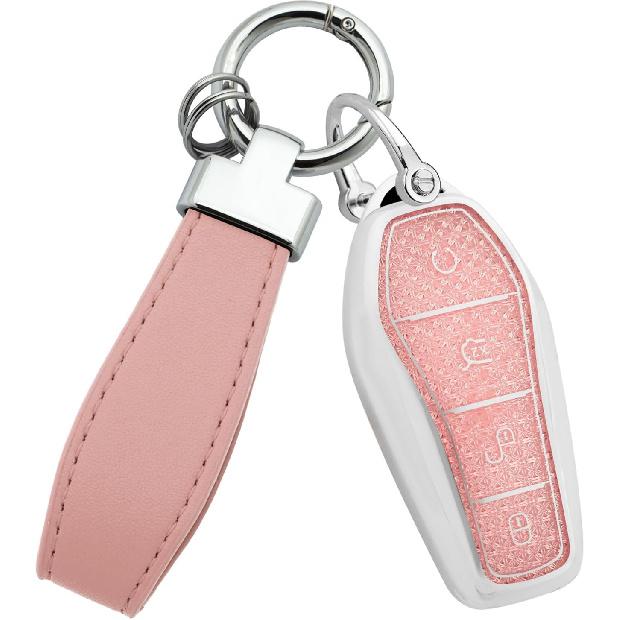 

SANRILY Fshion Smart Key Cover Case Fit for BYD Han Ev Seal AWD EV MINI Dolphin Tang Dm Qin Plus Song Pro/MAX Yuan ATTO 3Keyless Soft Key Case Holder Pink-a Keyring