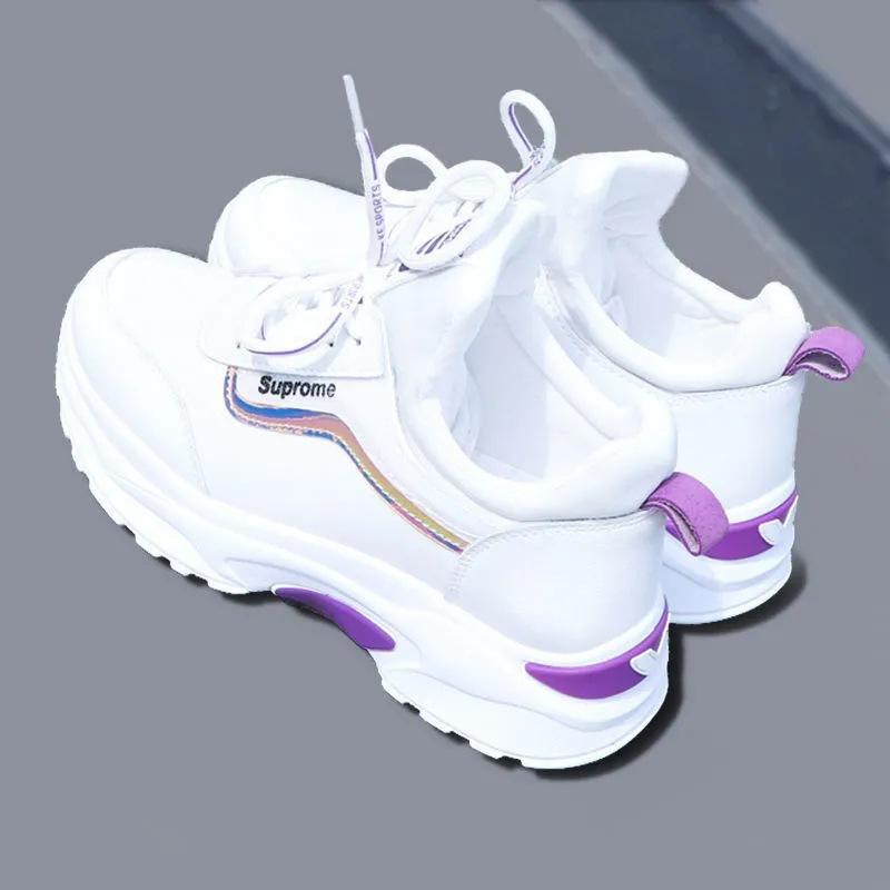 

2025 spring and autumn new versatile dad shoes women s platform heightening sports and leisure little white shoes ins trendy fashion 35 фиолетовый