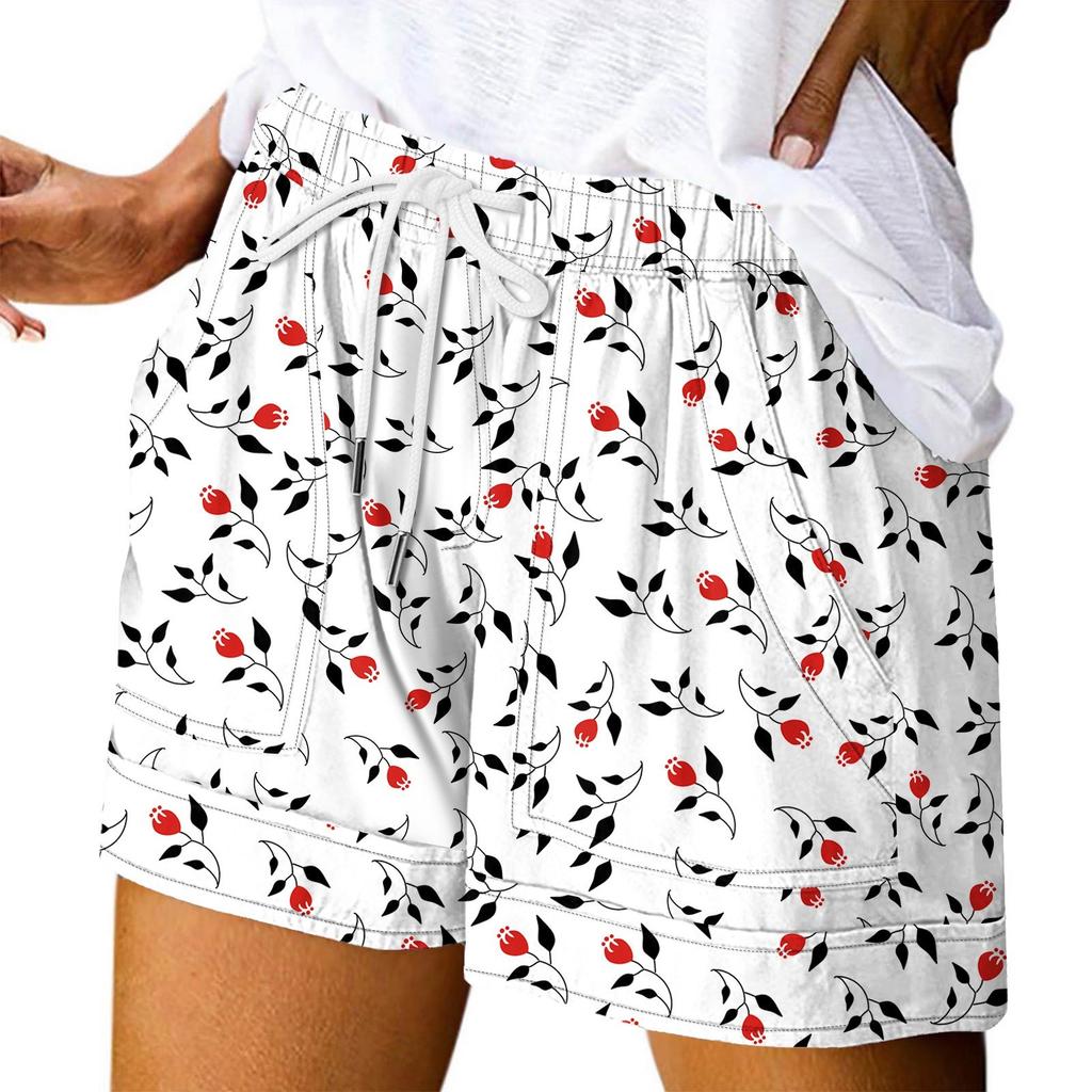 Damen Casual Sommer Elastische Strandshorts Print Casual Shorts