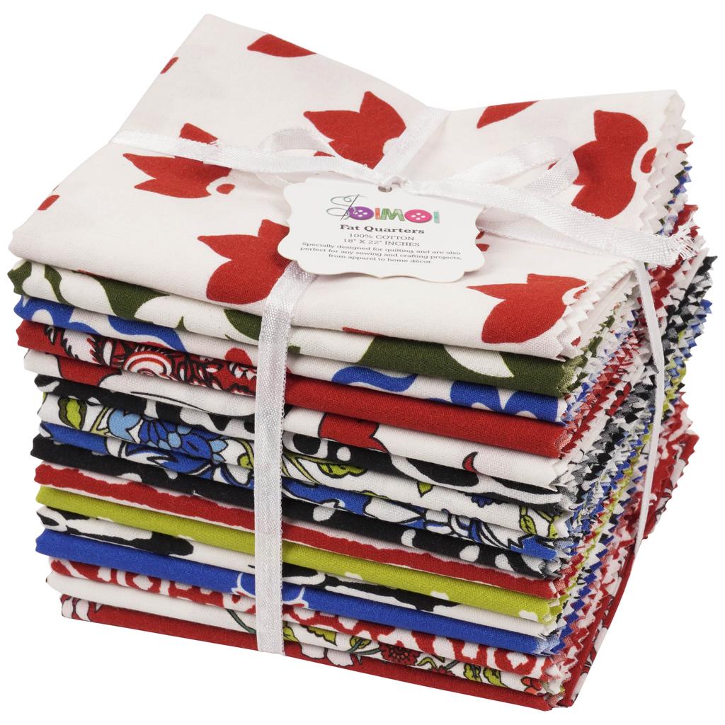 Soimoi 16 Pc Fat Quarter Bundle,  Block  Print 18"x 22"  DIY Patchwork-  100   Cotton  Pre-Cut Quilting Fabric