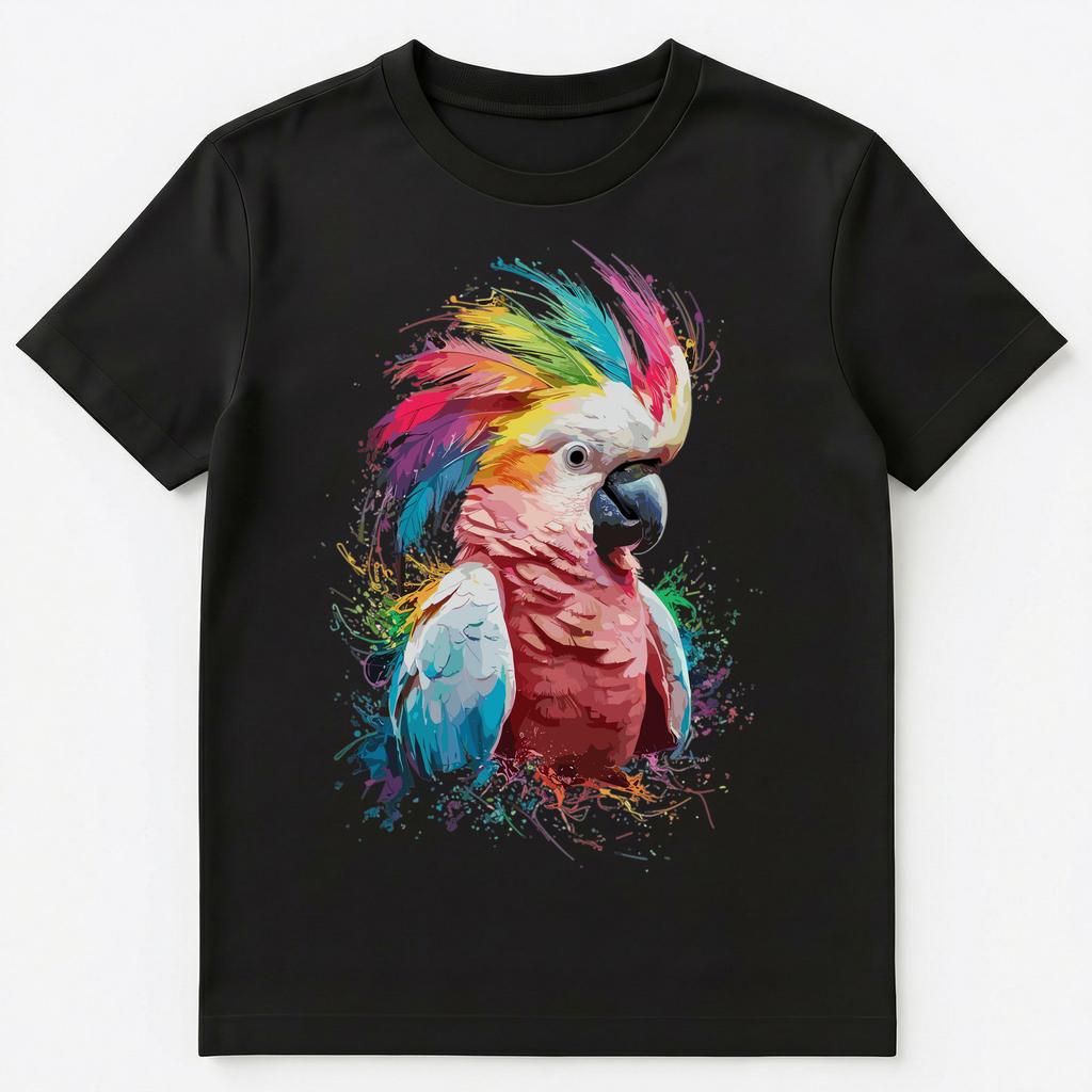 Colorful Paint Splash Cockatoo Art Graphic Unisex T-Shirt