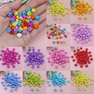 Creative Solid Color Candy Color Flower Shape 50Pcs 9mm For Jewelry Accessories Acrylic Loose Beads Pendant DIY Crafts Necklace Bracelet