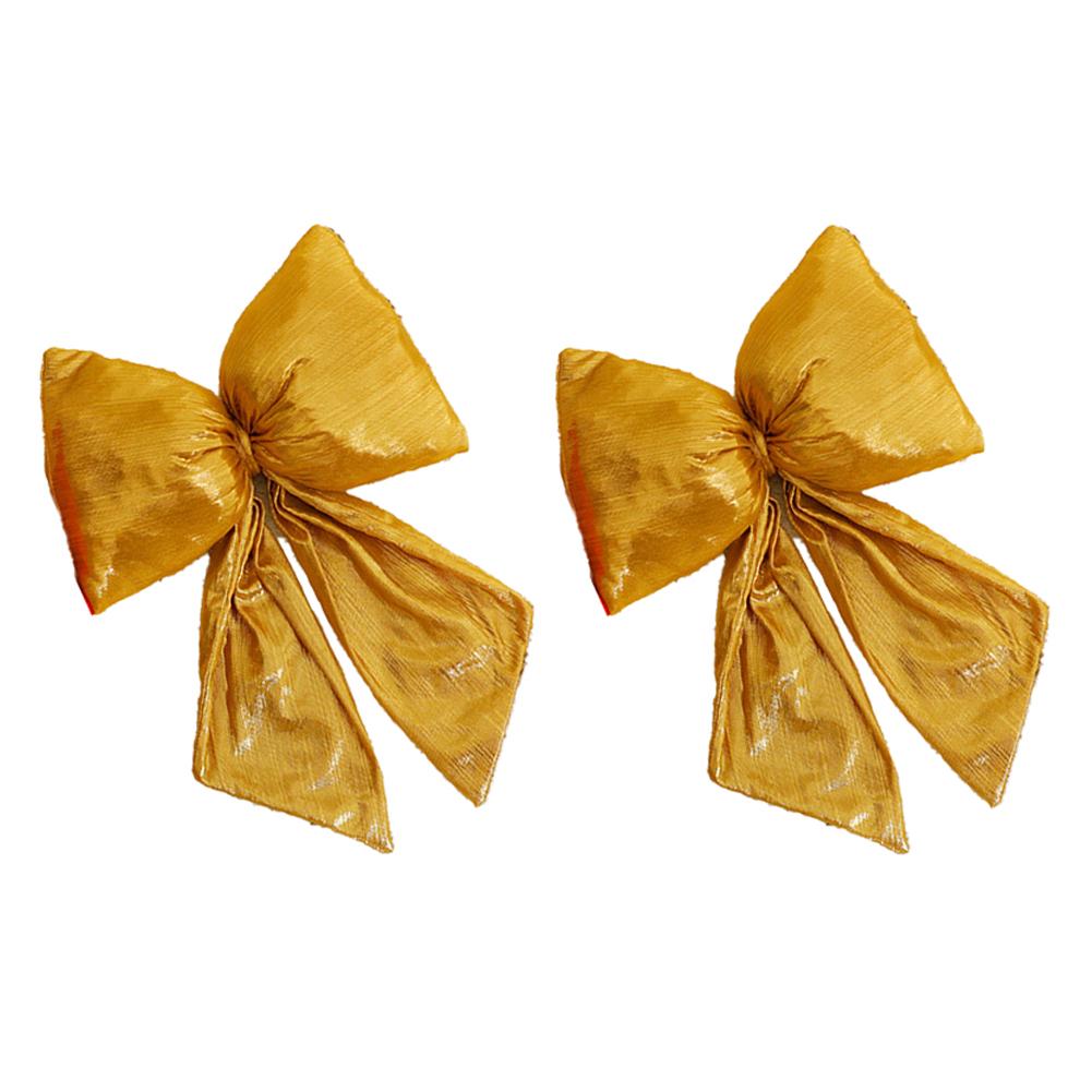 2PC Christmas Shiny Silk Bow Decoration Christmas Tree Decoration Wreath Pendant Christmas Crafts Supplies Christmas Decorations