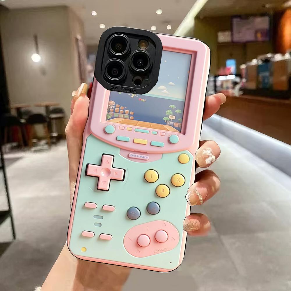 Pink Game Console Pattern TPU Phone Case Suitable for iPhone17 16 15 14 13 12 11Pro/Max/Plus Anti Drop and Shockproof Back Cover