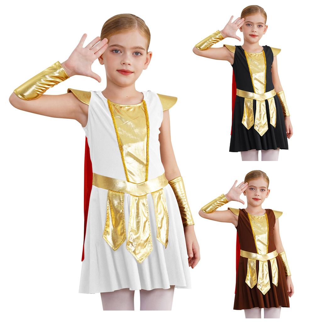 Kids Ancient Roman Warrior Costume Medieval Soldier Gladiator Outfit Historical Role Play