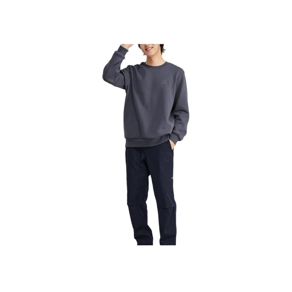 Skechers Sport Lifestyle Series Printed Letter Crewneck Pullover Fleece Sweatshirt Men Sweatshirt Odyssey-Gray L423M083-026R
