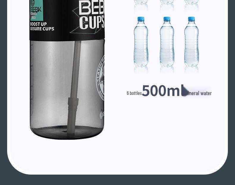 Large Capacity Outdoor Sports Water Bottle with Straw for Students