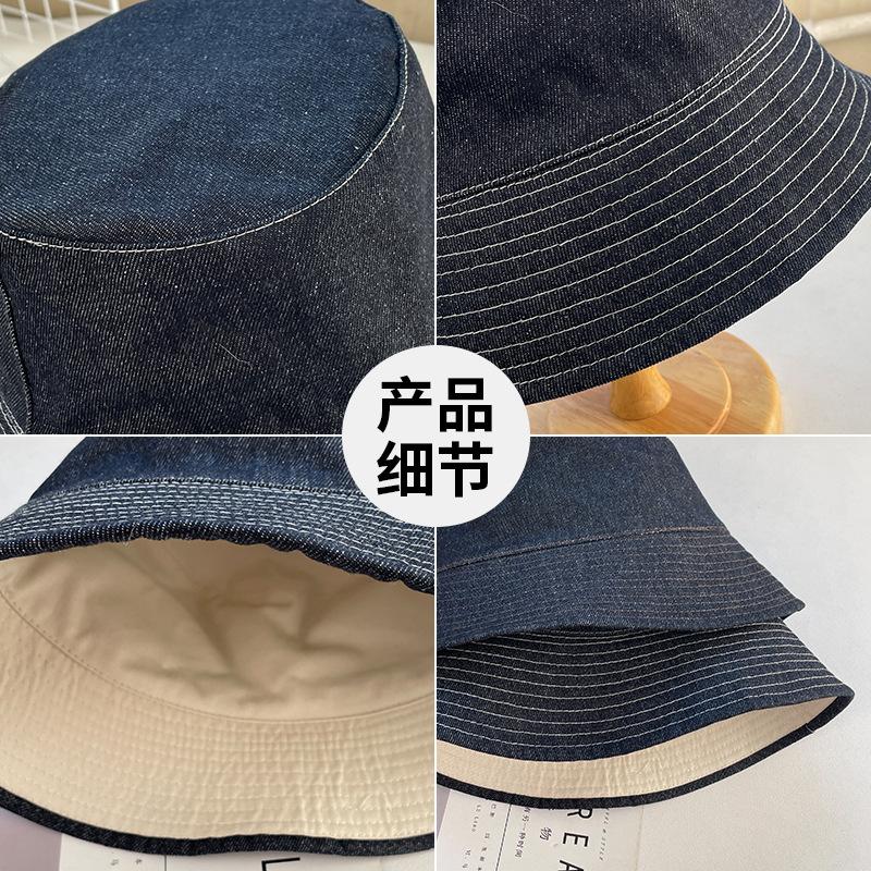 Japanese Double-Sided Denim Fisherman Hat Children'S Spring And Summer Sun Hat Versatile Washbasin Hat