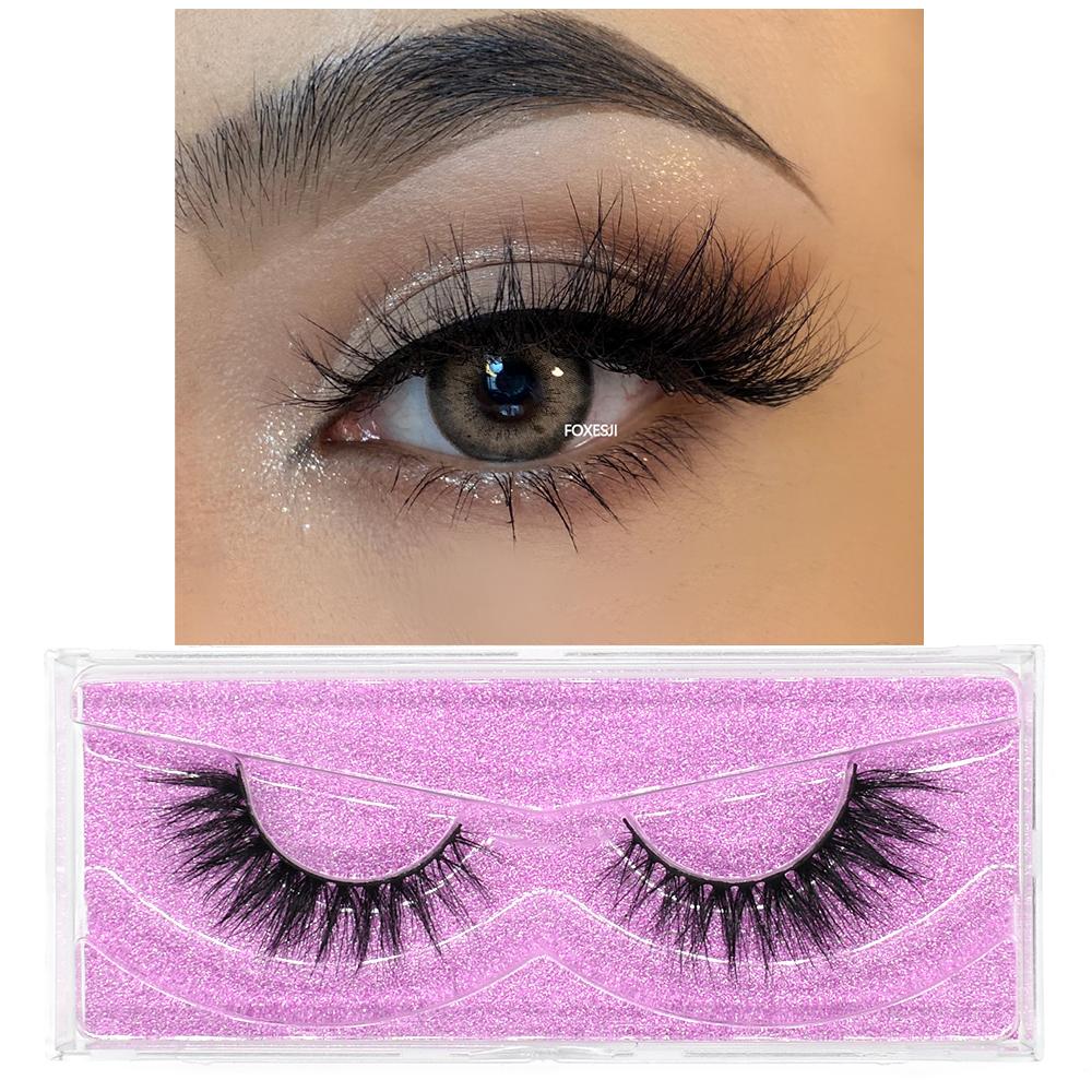 FOXESJI 3D Mink False Eyelashes Fluffy High Volume Eye Lashes Natural Wispy Full Strip Mink Eyelash Extension Bulk Lash Makeup