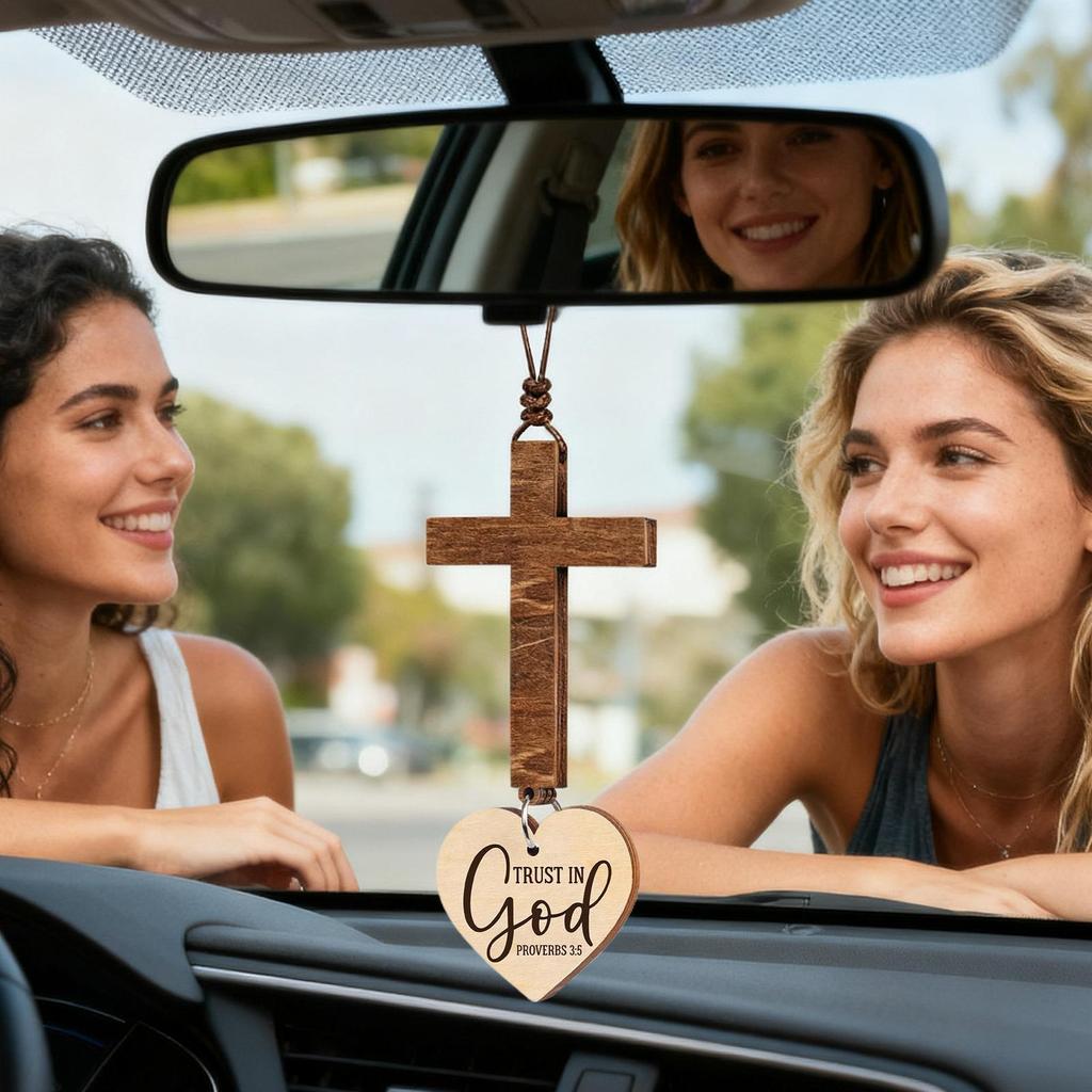 Kreuz für Rückspiegel Christlicher Bibelvers Anhänger Jesus Auto Dekorationen für Frauen Männer Fahrer Fahrzeug LKW SUV Innenraum