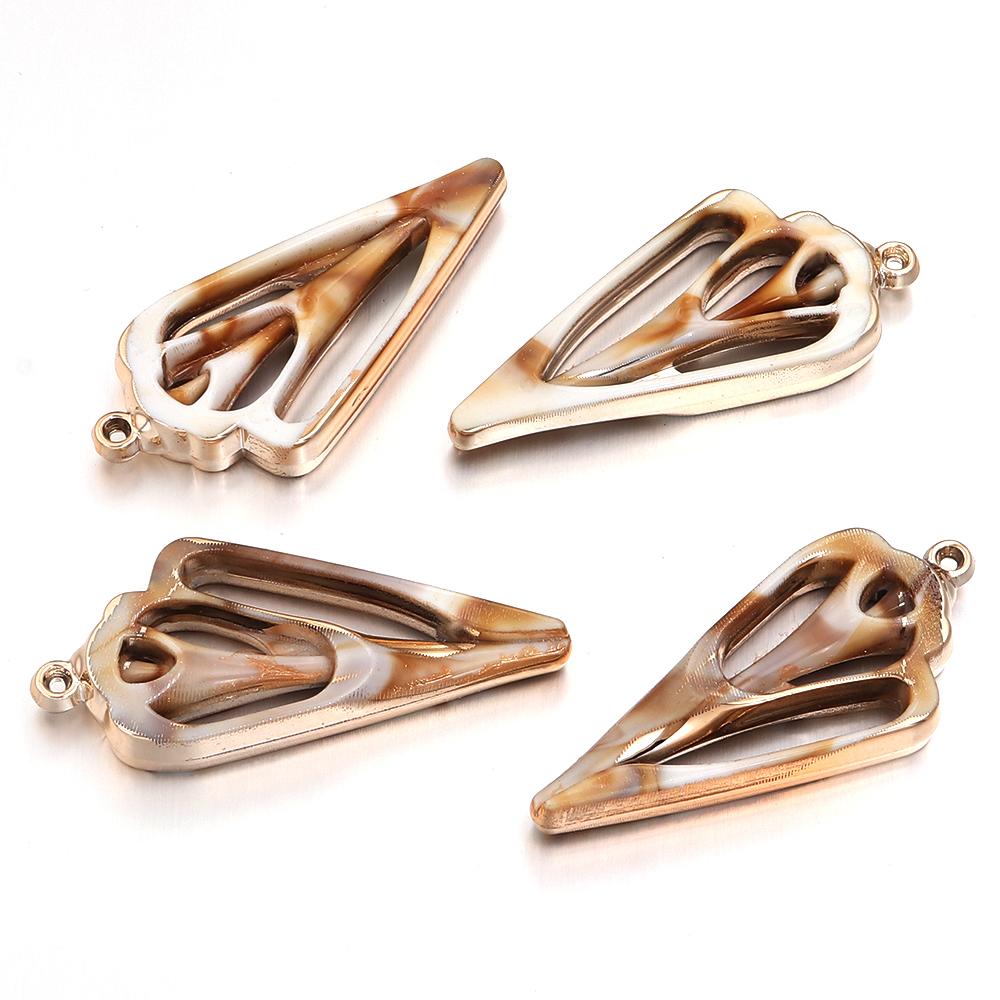 5-10pcs/lot Shell Shaped Acrylic Pendant Gold Plated Conch Scallop Charms Beads For DIY Fashion Keychain Necklace Accessories
