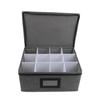 Whiskey Glass Storage Box with Clear Identification Tags and Secure Closure