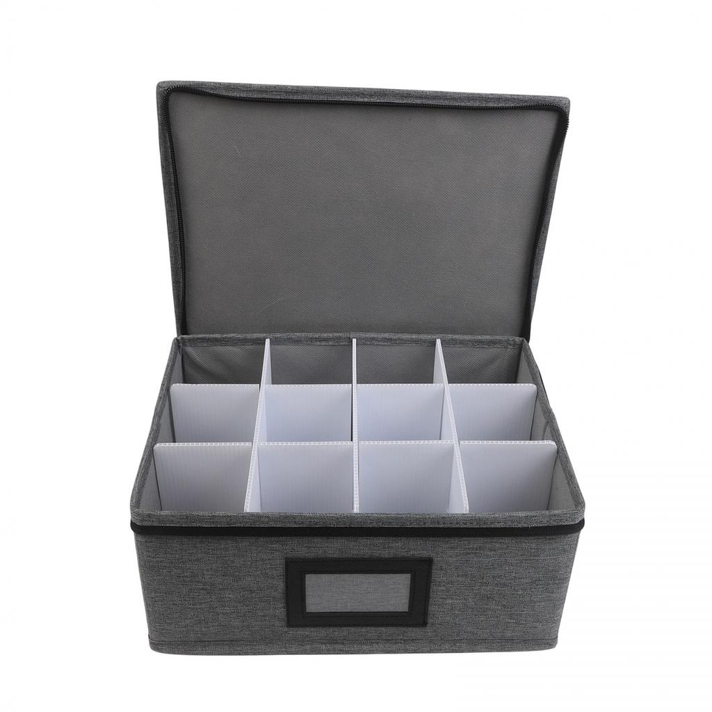 Whiskey Glass Storage Box with Clear Identification Tags and Secure Closure