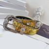 Rhinestones Buckle Belt Aesthetic Big Eyelet Belt Gothic Pants Belt  Girl Waistband Female Western Sequined Waiststrap
