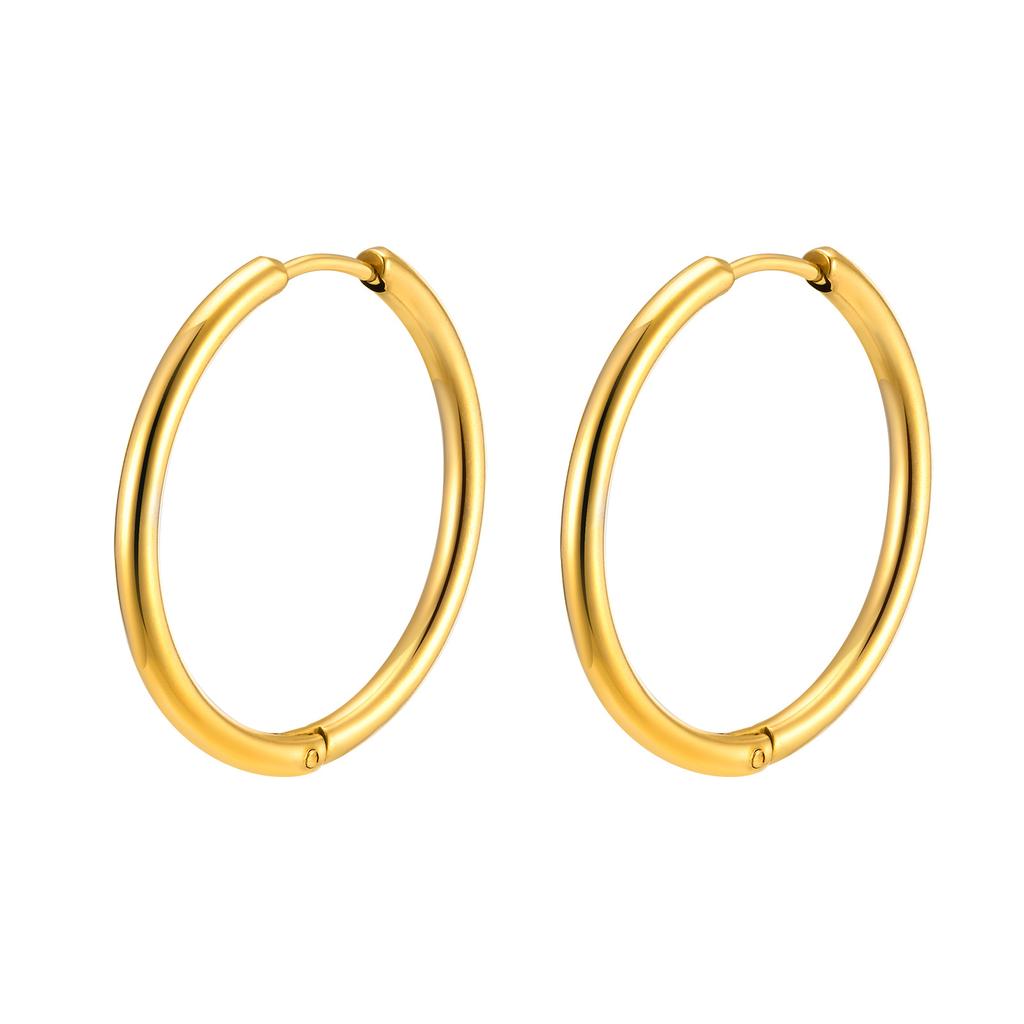 Women Girls Dainty 11mm/20mm/25mm/30mm Hoop Earrings, Chic Anti Allergy Simple Round Minimalist Stainless Steel Huggies Earring