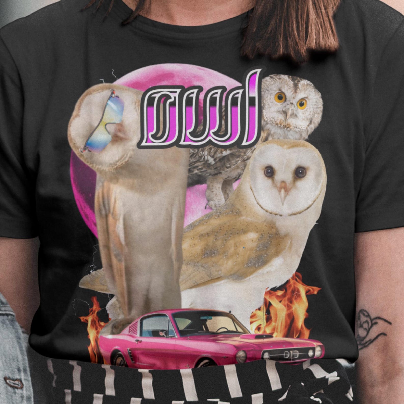 Vintage Owl T-Shirt, Hip Hop Bootleg Style, Animal Lover Tee S