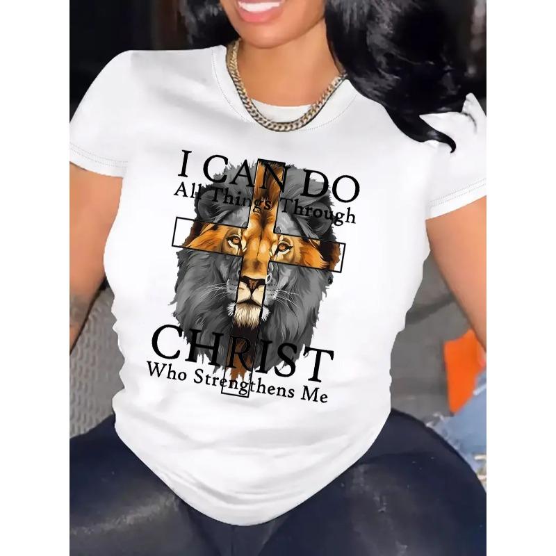 Europäische Größe Damen Lässiges Kurzarm-T-Shirt 1 Stück Schwer - Bequemer Rundhalsausschnitt, Weiche Süße T-Shirts Tops