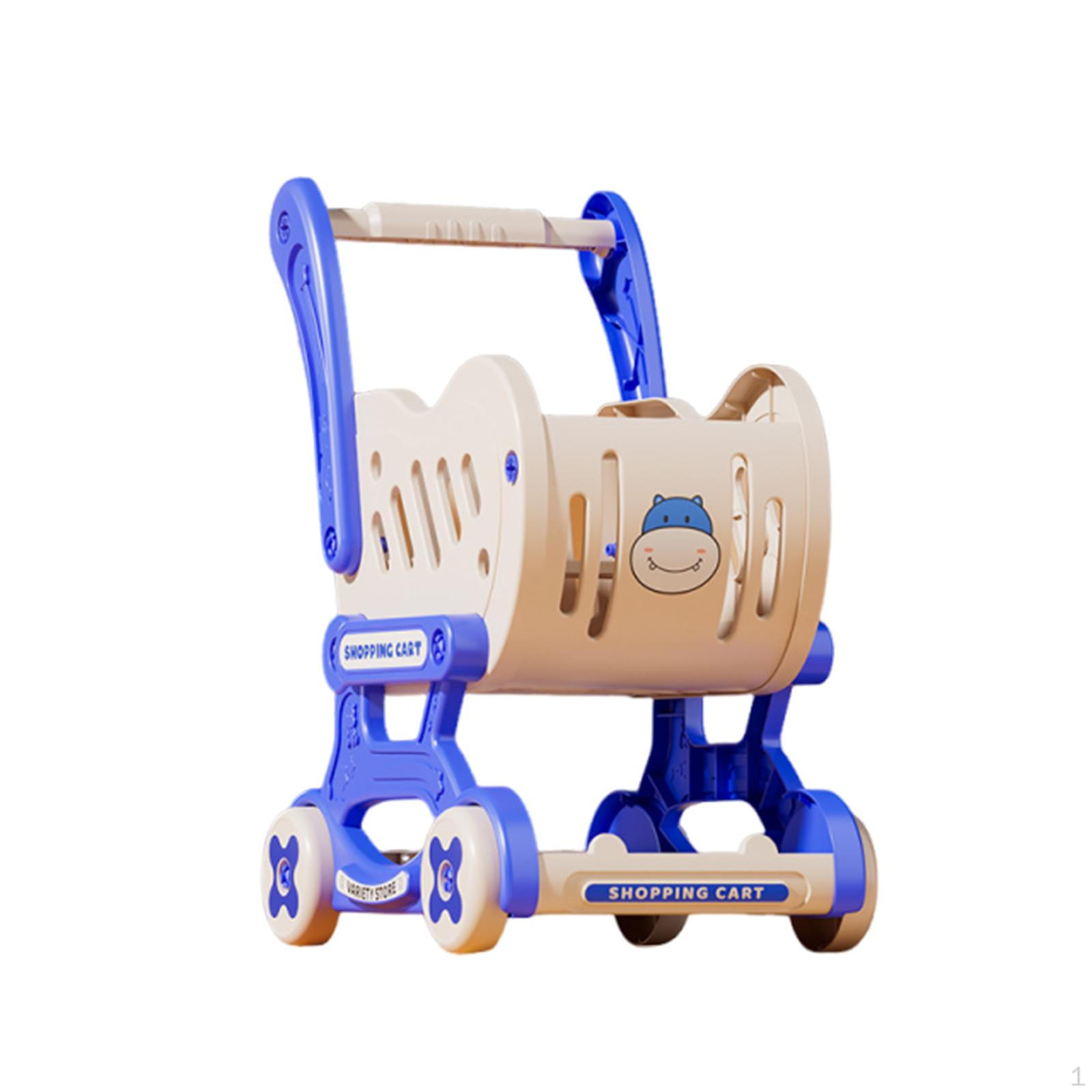 

Children s Educational Supermarket Trolley, Hippopotamus Design, Easy Assembly, PP Material, синій