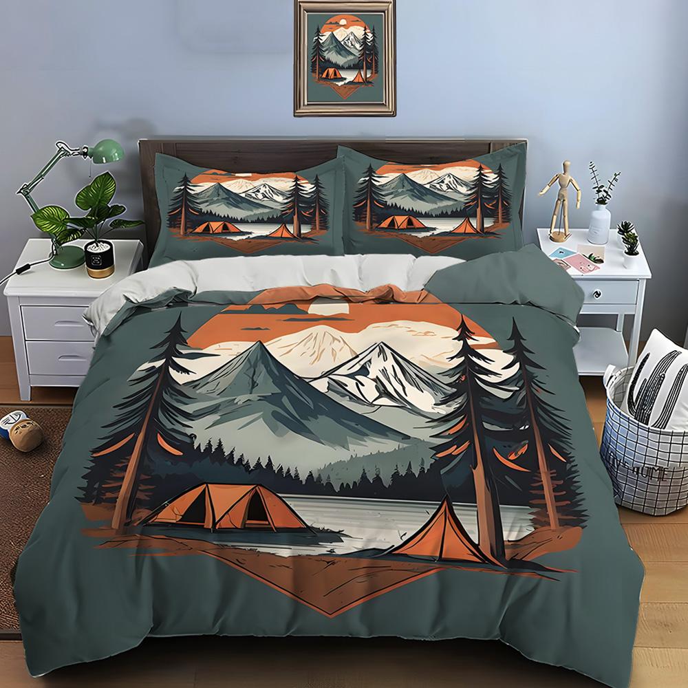 Outdoor camping enthusiasts Print Bedding Set Duvet Cover 1 Duvet Cover 2 Pillowcases Adult and Children Bedding Set Luxury Gift