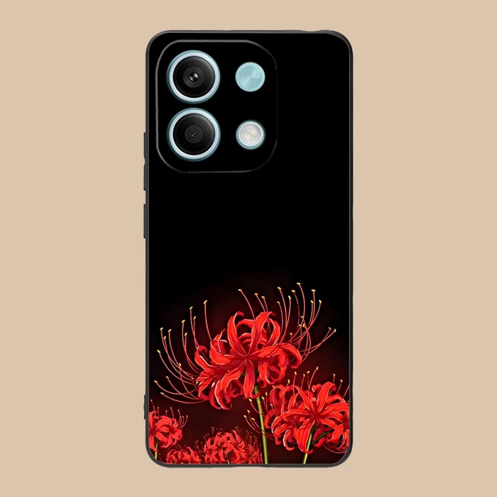 Cool Red Spider Lily Mobile Cell Phone Case for Xiaomi Redmi Note 13 12 11 10 9 8 7 6 S A Pro Lite Plus 5G Black Cover Shell