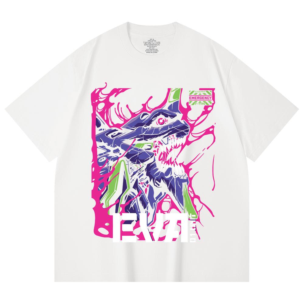 230 Gsm 100% Cotton Evangelion V8 Print Unisex Heavy Cotton T Shirt