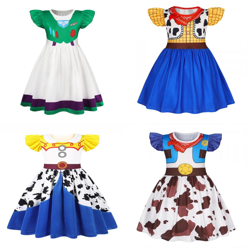 Toy Story Woody And Buzz Lightyear Cosplay Princess Dress For Kids 3-8 Years