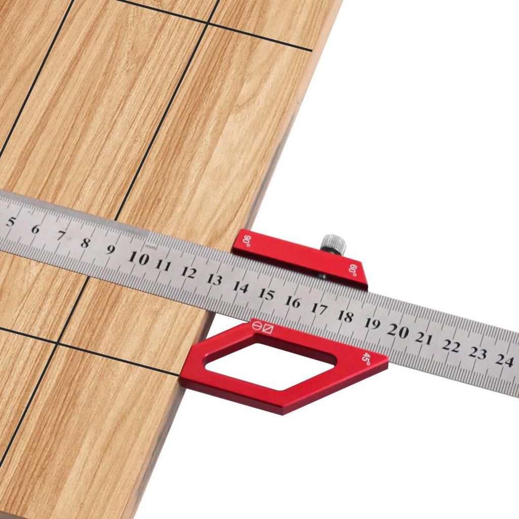 Aluminum Woodworking Multi-Angle Ruler with Stainless Steel Scale - 30°, 45°, 60°, 90° Marking Clamp