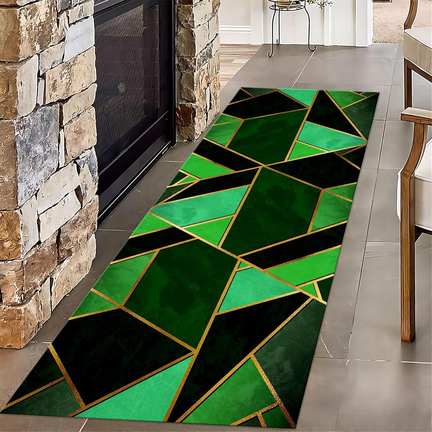 Moderne Geometrische Runner Vloerkleed voor Entree, Vloerkleden voor Slaapkamer, Keukenmat, met Antislip Tapijt voor Bedside 60x180cm(24x71in)